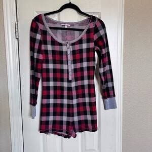 Victoria’s Secret Waffle Patterned Checkered Romper Onesie Women's Medium